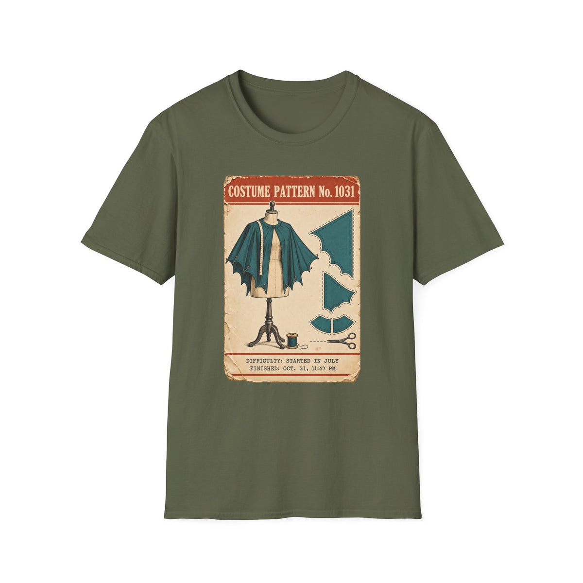 Vintage Costume Pattern T-Shirt — 'Costume Pattern No. 1031' Retro Halloween Tee