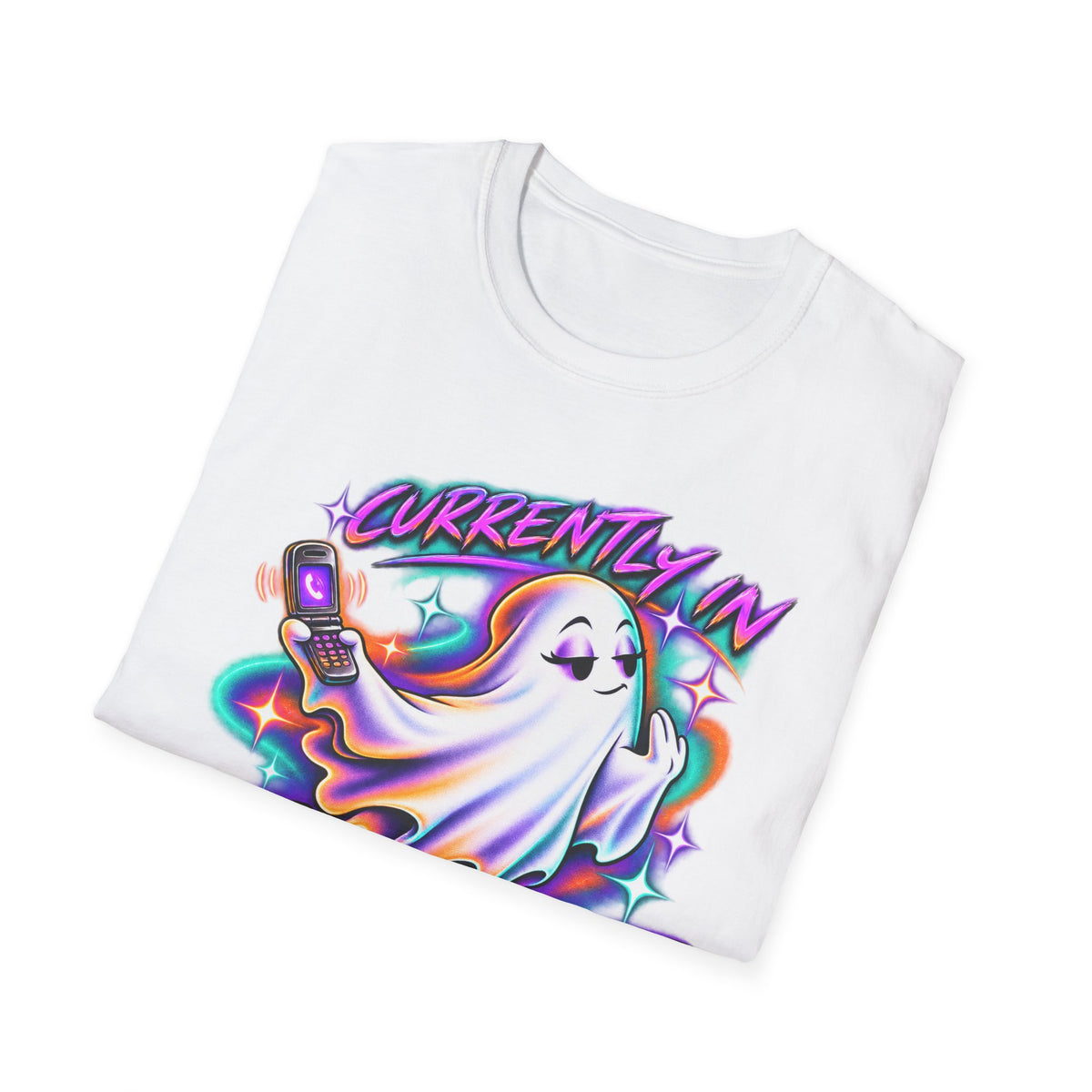 Ghost Mode T‑Shirt — "Currently in Ghost Mode" Cute Neon Ghost Graphic Tee