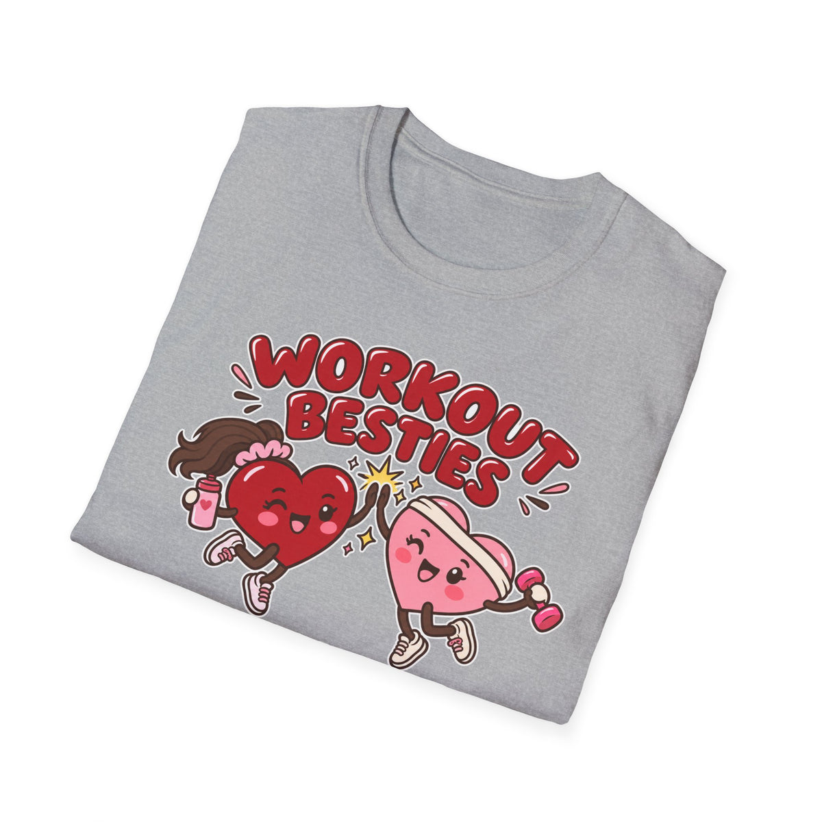 Workout Besties T-Shirt — Cuddle Crew Cute Heart Fitness Tee