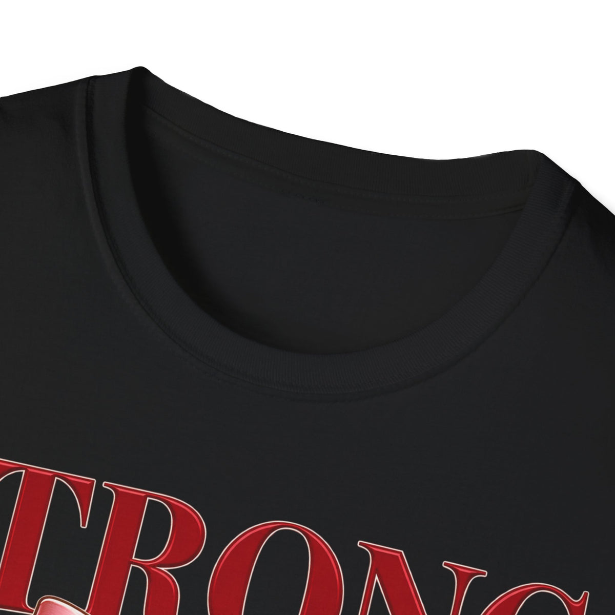 Strong & Soft T-Shirt — Dumbbell Graphic with Pink Ribbon (Fitness Gift)