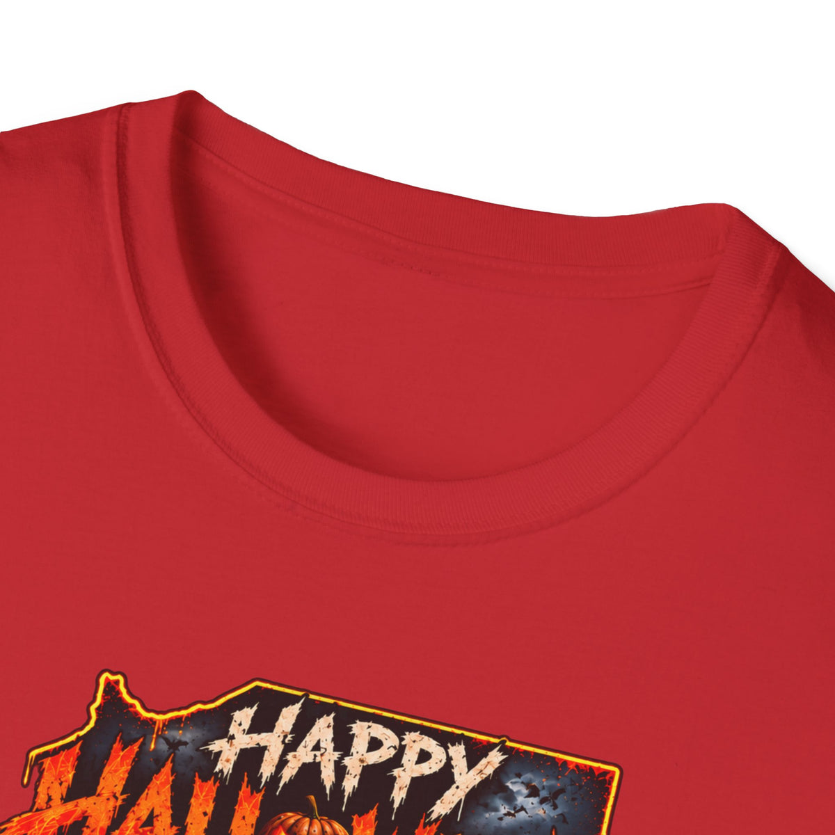 Happy Halloween Retro Tee — Moonlit Skull & Pumpkin Graveyard