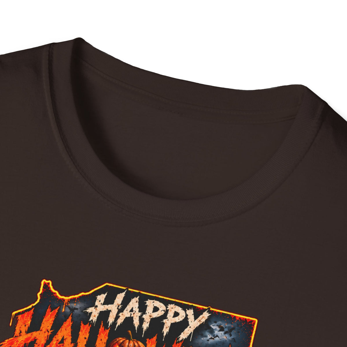 Happy Halloween Retro Tee — Moonlit Skull & Pumpkin Graveyard