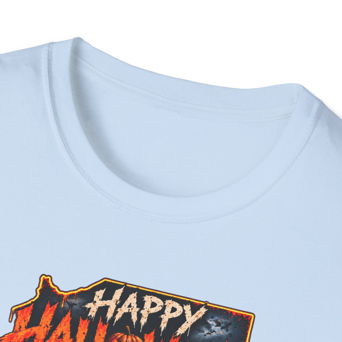 Happy Halloween Retro Tee — Moonlit Skull & Pumpkin Graveyard