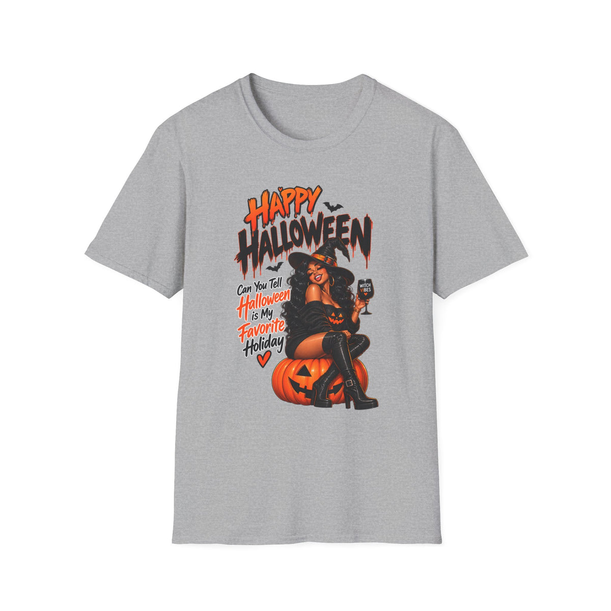 Happy Halloween Witch Pumpkin T-Shirt — Retro Pinup Halloween Graphic Tee