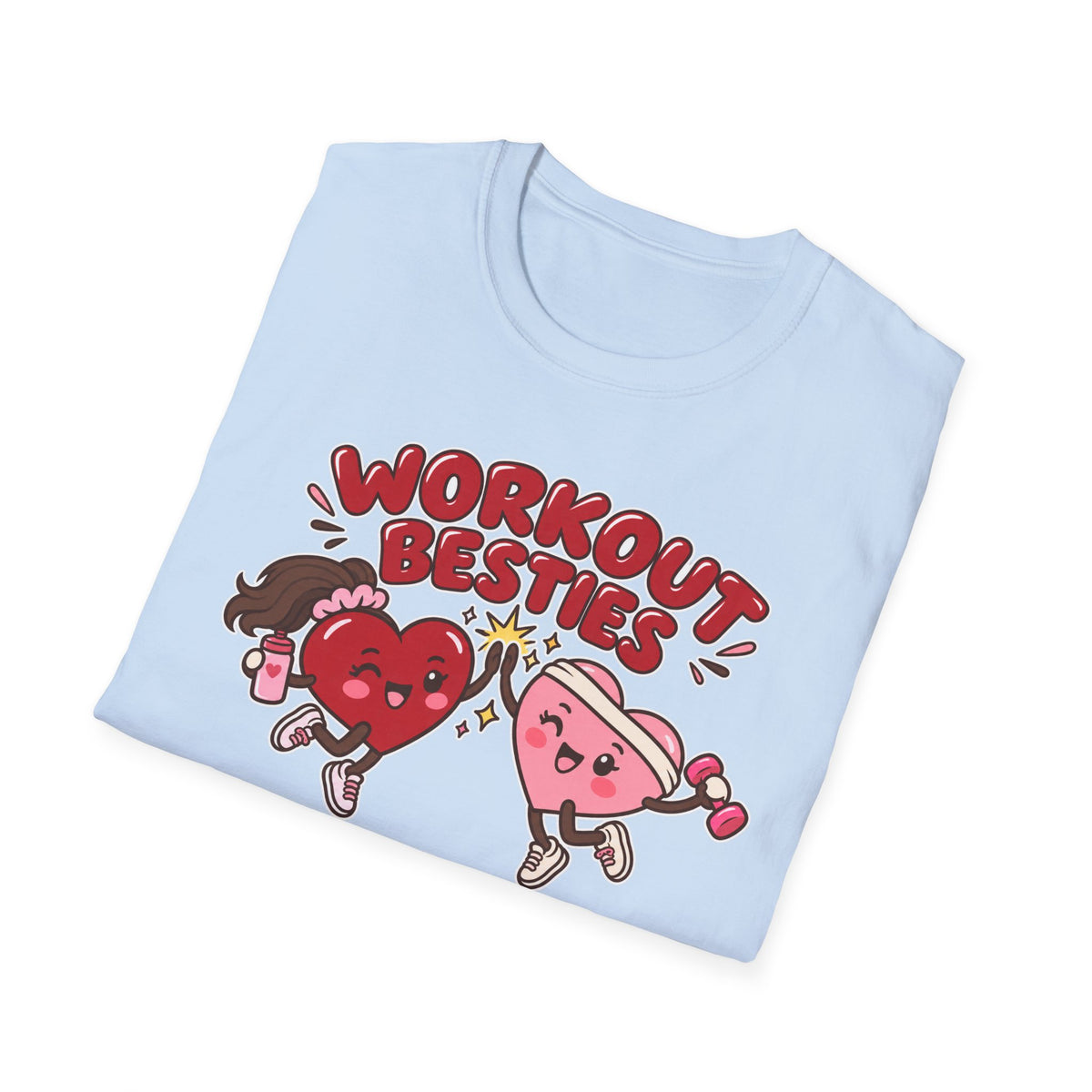 Workout Besties T-Shirt — Cuddle Crew Cute Heart Fitness Tee