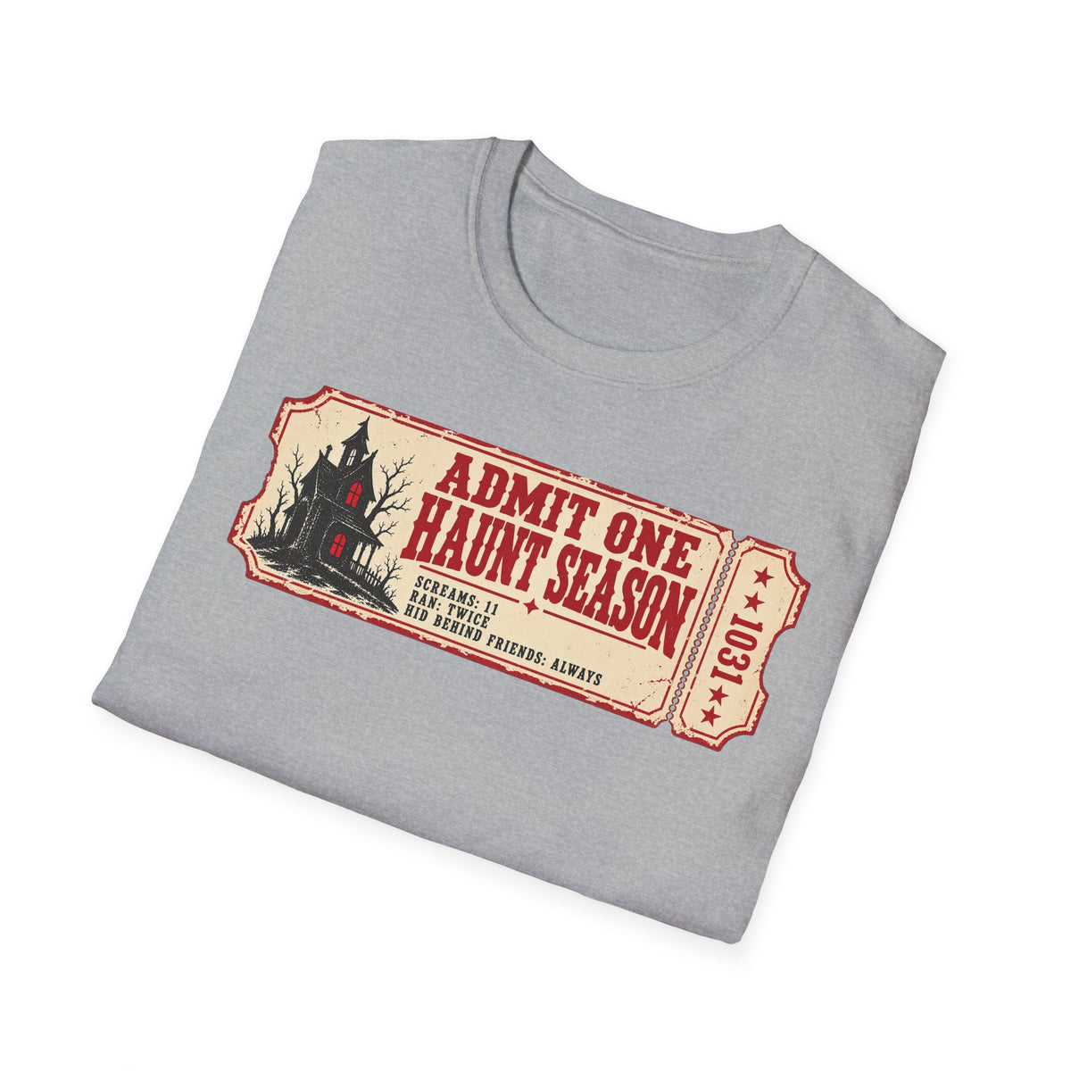 Haunt Season Ticket T-Shirt — "Admit One Haunt Season" Vintage Halloween Tee