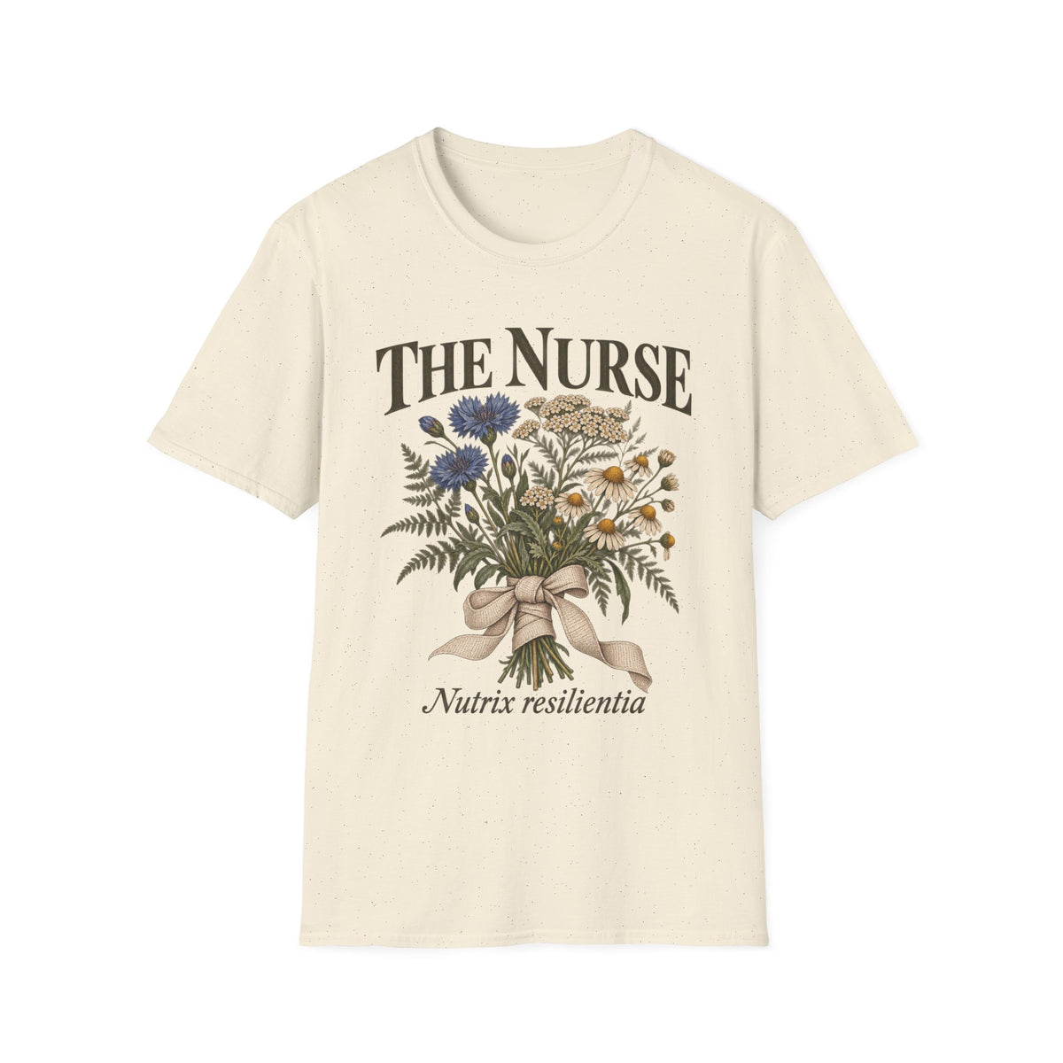The Nurse Floral T-Shirt — Bouquet Design with 'Nutrix resilientia'