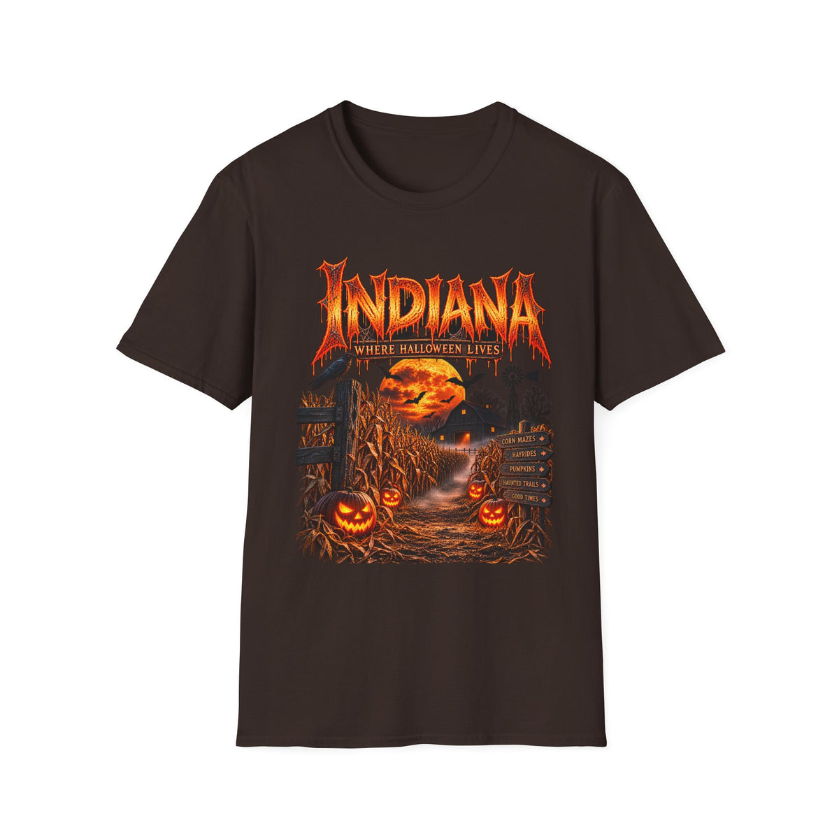 Indiana Halloween T-Shirt — Where Halloween Lives Pumpkin Night Tee