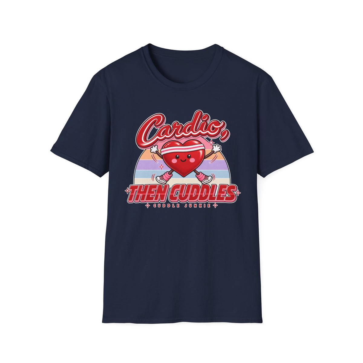Cardio Then Cuddles T-Shirt – Cute Heart Fitness Graphic Tee