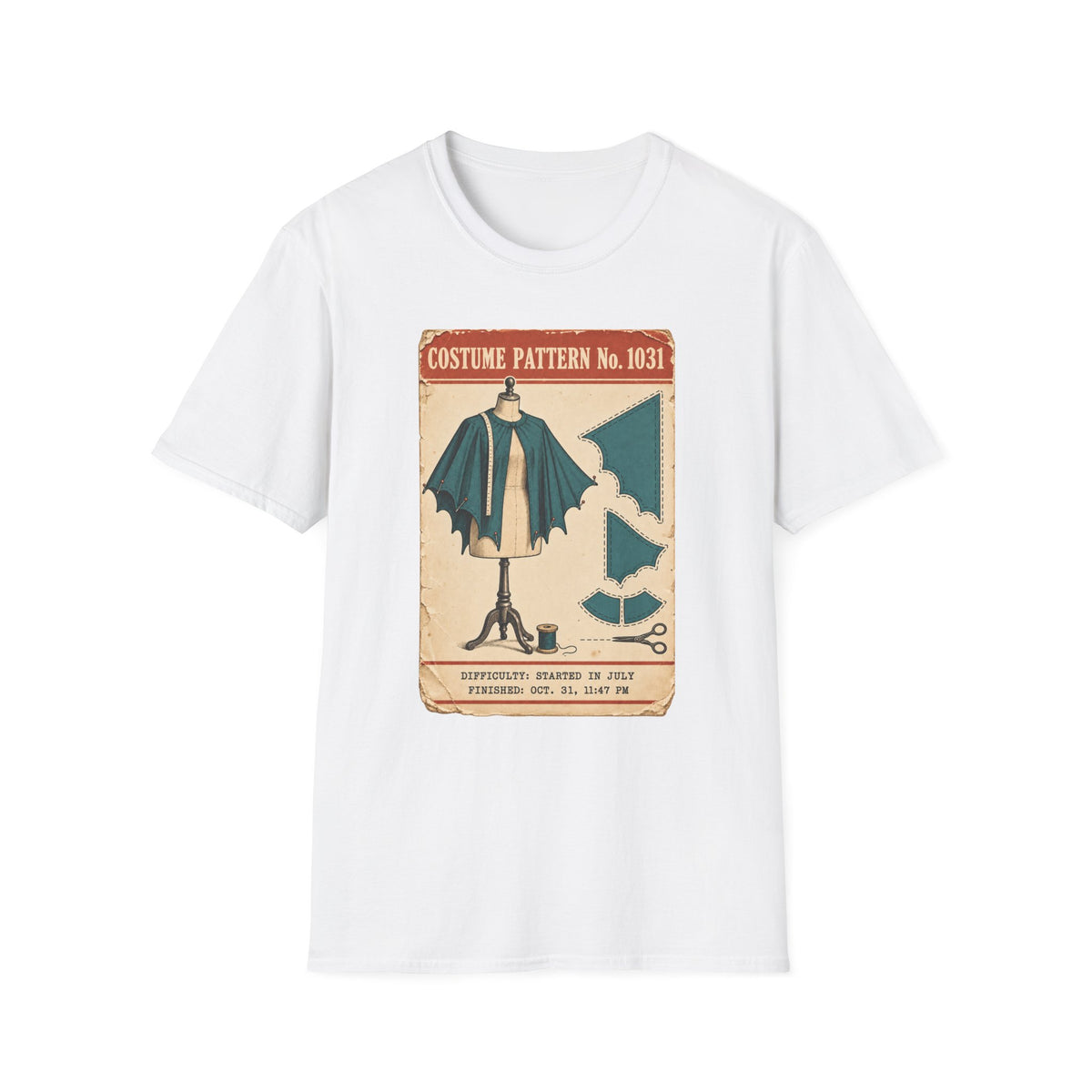 Vintage Costume Pattern T-Shirt — 'Costume Pattern No. 1031' Retro Halloween Tee