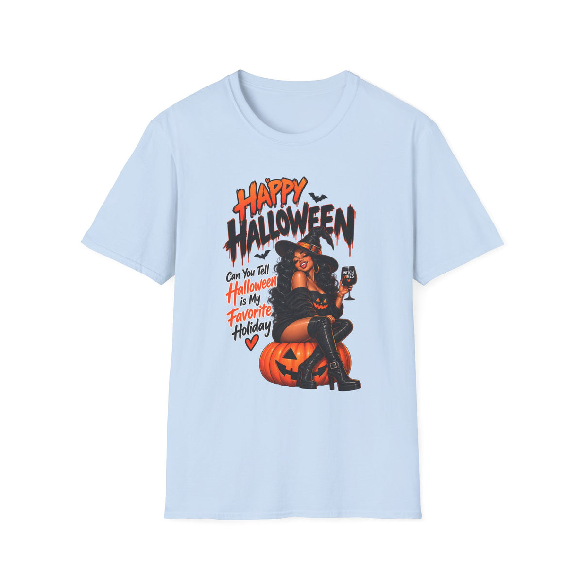 Happy Halloween Witch Pumpkin T-Shirt — Retro Pinup Halloween Graphic Tee