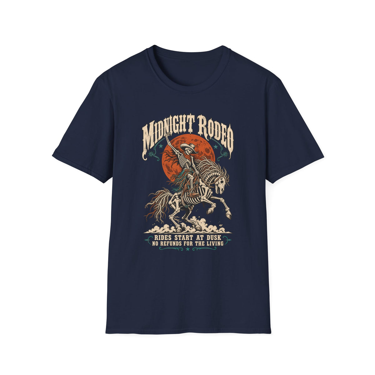 Midnight Rodeo T-Shirt — Skull Cowboy Horse Graphic Tee