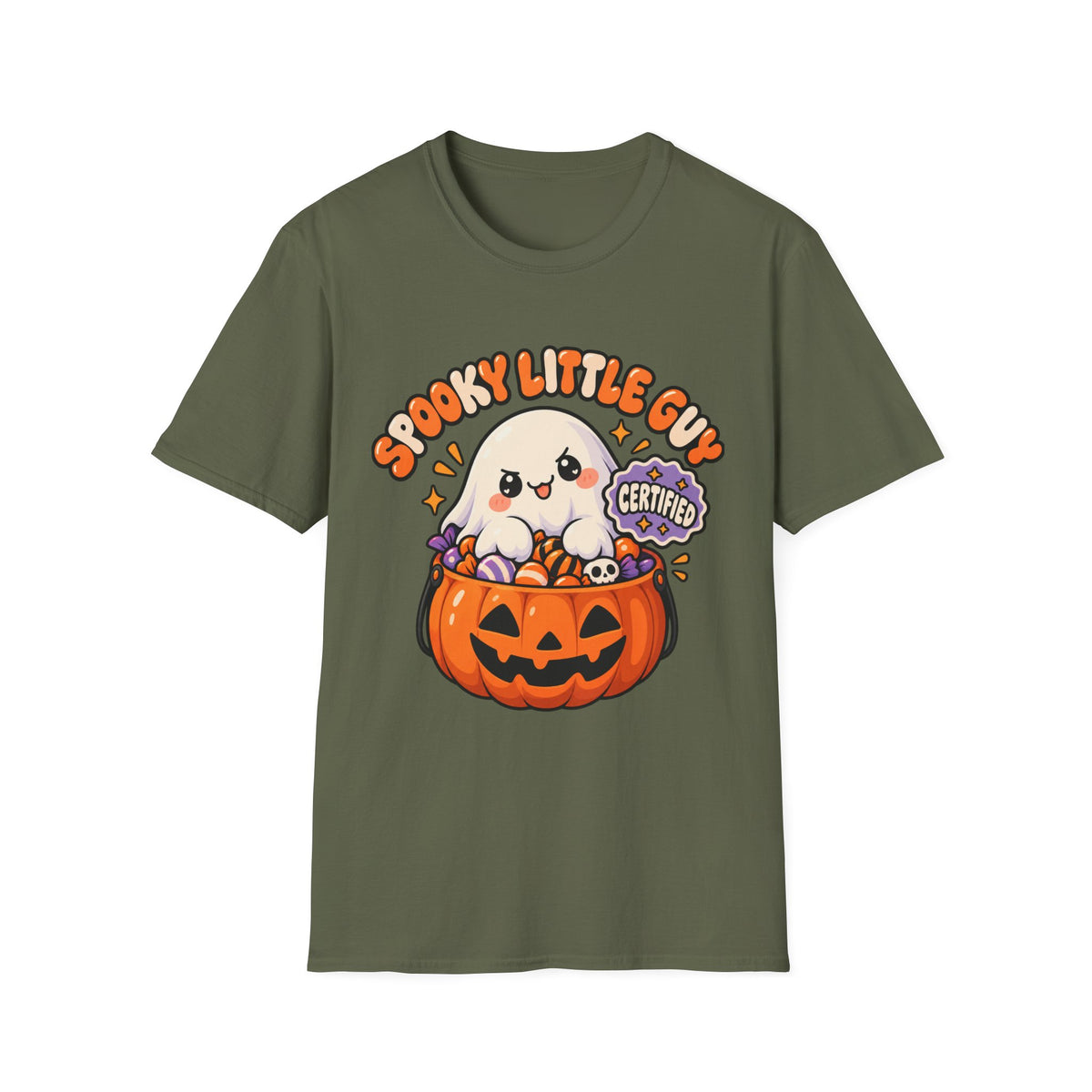 Spooky Little Guy T-Shirt — Halloween Ghost in Jack-O'-Lantern Graphic
