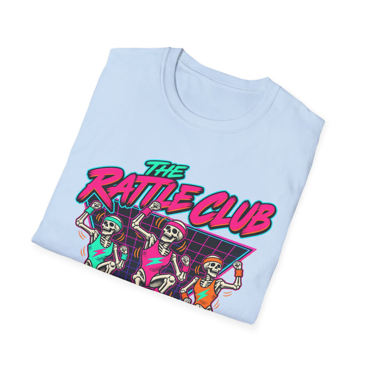 The Rattle Club T-Shirt — Retro Neon Skeletons "Members Only After Midnight"